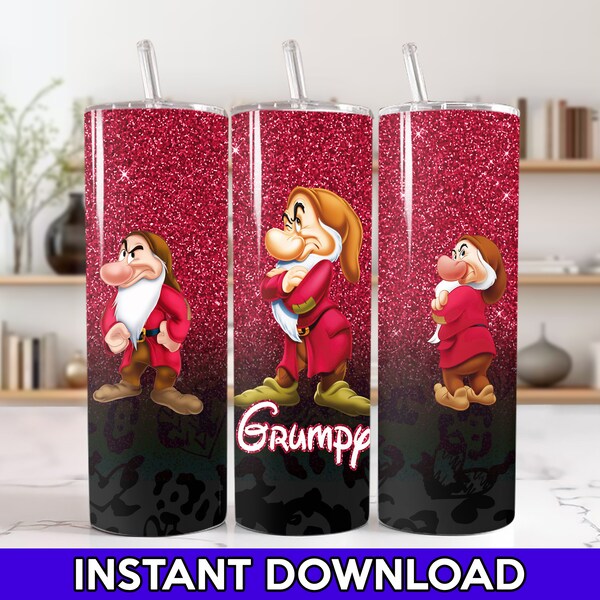 Grumpy Dwarf Tumbler Wrap Diseño de sublimación de vaso digital Descargar PNG digital, Grumpy Dwarf Tumbler 20oz Skinny Tumbler Png