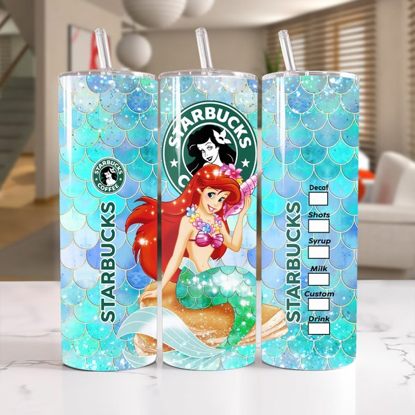 Ariel Princess Tumbler Wrap Digital Tumbler Sublimation Design Download Digital PNG, Ariel Princess Tumbler 20oz Skinny Tumbler Png