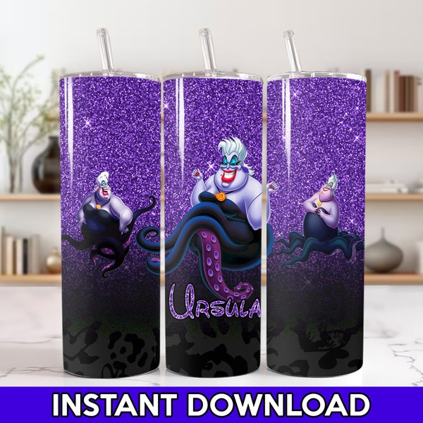 Ursula Villains Tumbler Wrap Digital Tumbler Sublimation Design Download Digital PNG, Ursula Villains Tumbler 20oz Skinny Tumbler Png