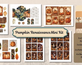 Pumpkin Renaissance Paper Craft Mini Kit: Junk Journal Ephemera (Digital Download)