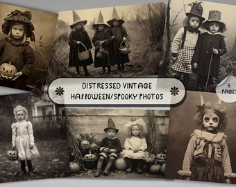 Distressed Vintage Halloween Photos: Spooky Ephemera for Junk Journals (Digital Download)