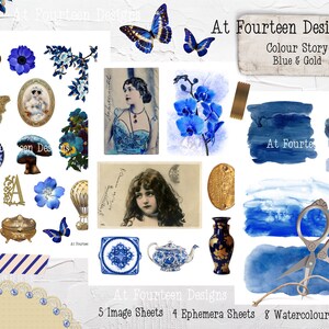 Digital Journal Kit, Ephemera, Scrapbooking, Fussy Cut, Collage