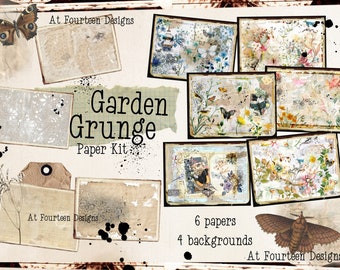 Digital Paper Kit Garden Grunge