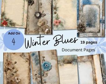 Winter Blues Journal Paper Kit: Vertical Collage Pages (Digital Download)