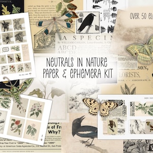 Neutrals in Nature Junk Journal Scrapbooking Printable Digital Download Kit, Junk journal and Scrapbook Supplies, Papers and Ephemera