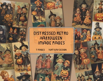 Retro Halloween Images: Distressed Printable Junk Journal Ephemera (Digital Download)