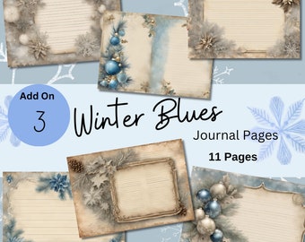 Winter Blues Journal Pages Kit: Printable Paper Craft (Digital Download)