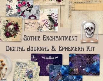 Halloween Junk Journal Kit: Gothic Ephemera, Scrapbook Papers (Digital Download)