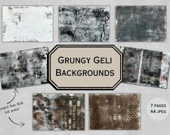 Printable Grungy Geli Backgrounds: Junk Journal Ephemera (Digital Download)