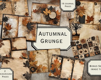 Autumn Grunge Journal Kit: Printable Scrapbook Paper (Digital Download)