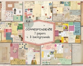 Vintage Correspondence Paper Kit: Collage & Document Ephemera (Printable)