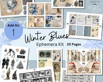 Winter Blues Ephemera Kit: Junk Journal Printable (Digital Download)