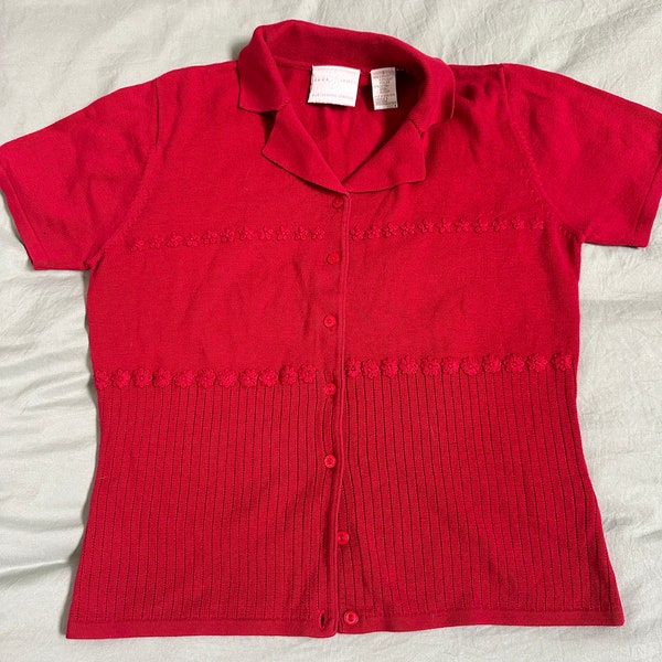 Red Short Sleeve Small Emma James Knitted Top