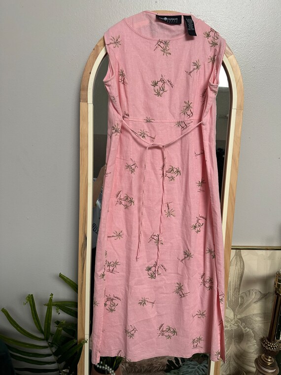 SAG HARBOR Pink Palm Tree Dress with Cardigan
