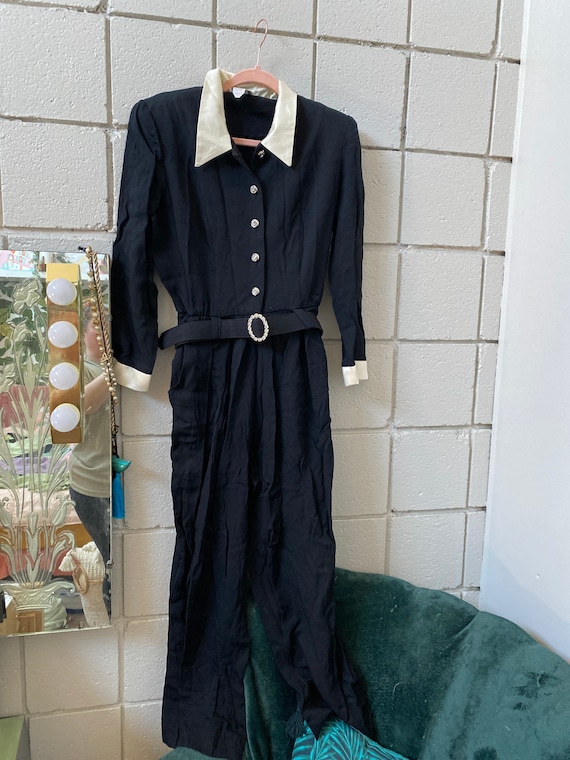 REDUCED Navy Jumpsuit with Shoulder Pads