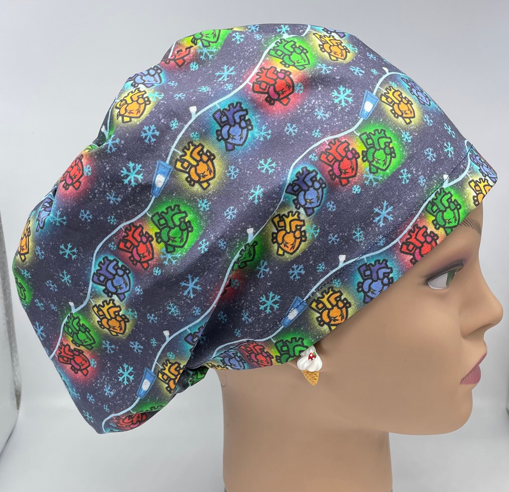 Anatomical Heart Christmas Lights European Surgical Scrub Cap