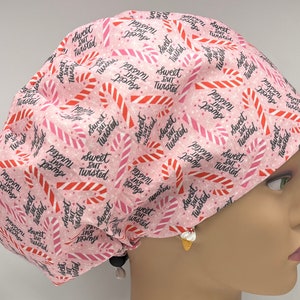 Sweet But Twisted Candy Cane European Surgical Scrub Cap with adjustable toggle
