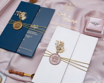 Acryl huwelijksuitnodiging met gevouwen envelop, elegante roze huwelijksuitnodigingen, unieke uitnodiging, echte folie, acryl uitnodigen, trouwkaart