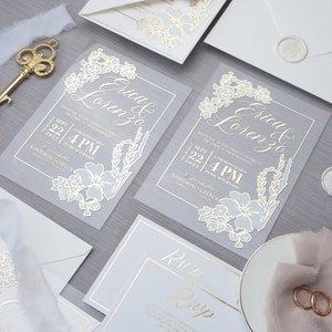 Acrylic Wedding Invitation, Elegant Wedding Invitations, Unique Invites, Real Foil, Acrylic Invite, Invitation Card,Rsvp card with QR code