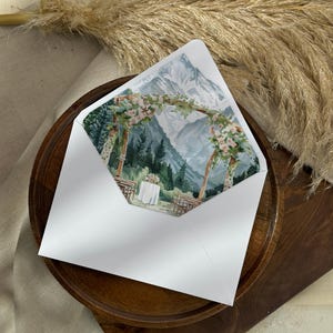 Bergblick Aquarell Hochzeitsort Umschlag Liner
