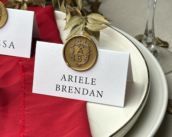 Wedding Place Cards Tent Style Personalized Guest Name Table Cards with Wax Seal