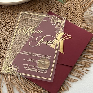 Elegant Gold Foil Transparent Wedding Invitation | Custom Modern Invite | 2025 Luxury Trend