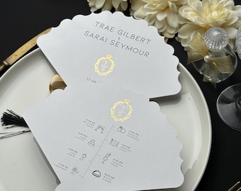 Wedding Program Fan Card Gold Foil Timeline Card Elegant Wedding Ceremony Program