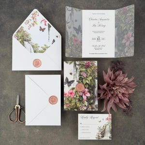Enchanted Forest Wedding Invitation, Botanical Wedding Suite, Elegant RSVP Cards, Rustic Elegant Invite Set, Elegant RSVP Cards