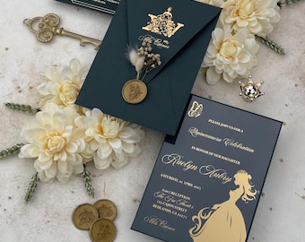 Aangepaste donkergroene Quinceanera Celebration acryluitnodiging