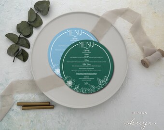 Circle Wedding Menus, Moon Wedding Menu Card, Circle Menus, Personalised Color Menu, Elegant Menus