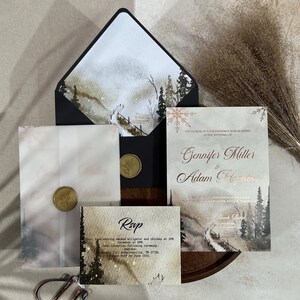 Winter Wedding Invitation Suite: Rustic Pine Tree Forest Design