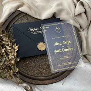 Black And Gold Acrylic Bling Wedding Invitation Suite | Personalized Wedding Card