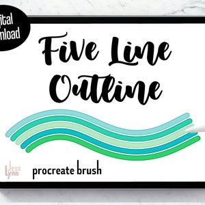 Five Lines Brush | Procreate Brush | Multi Line Brush | Outline Brushes | Procreate Outline | Digital Art Brush | Instant Downloadable File