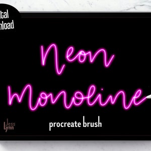 Neon Brush | Neon Procreate Brush | Lettering Brush | Monoline | Procreate Brushes | iPad Lettering | Neon Light | Instant Digital Download
