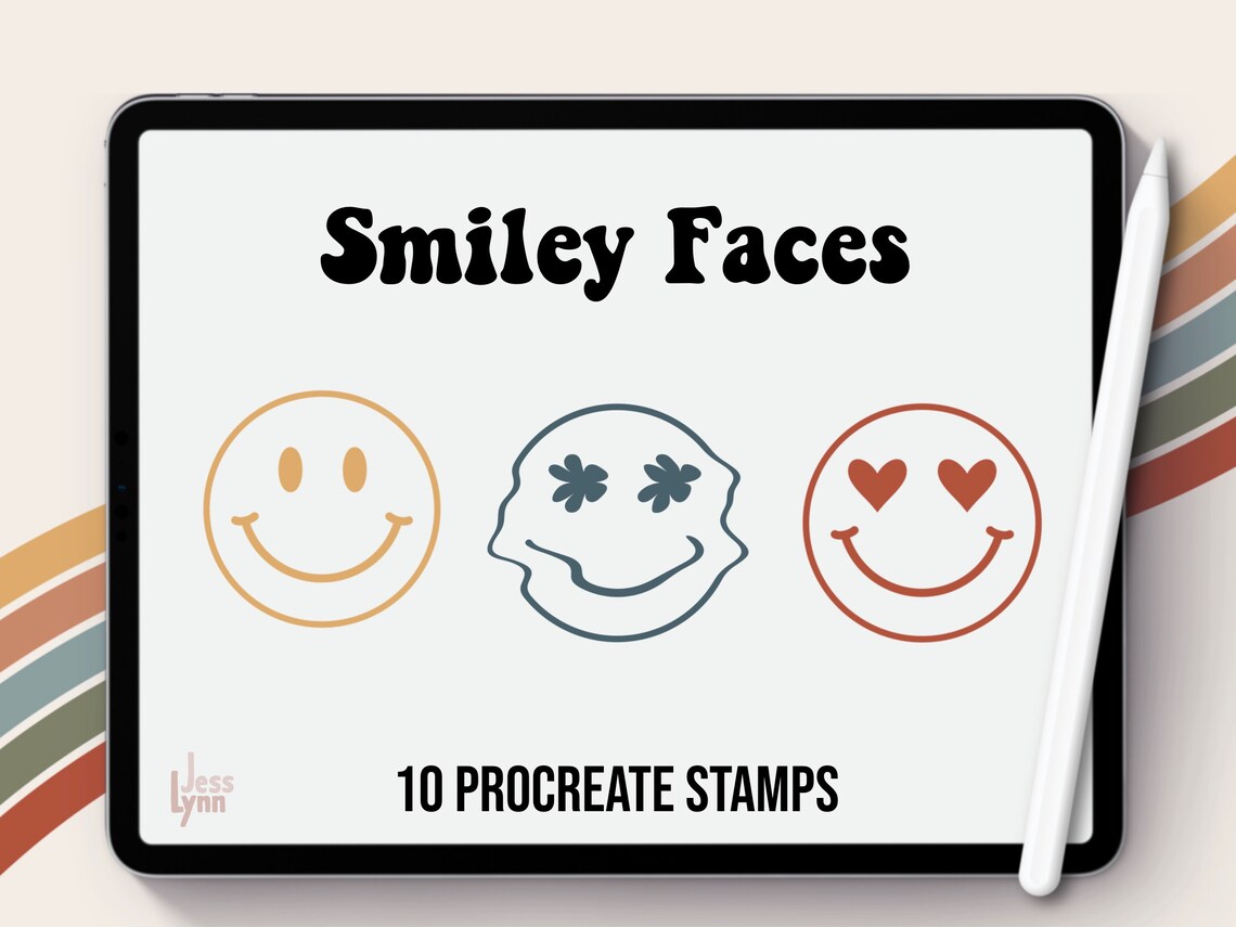 Smily Face Stamps Procreate Stamps Trendy Smiley Faces Melting
