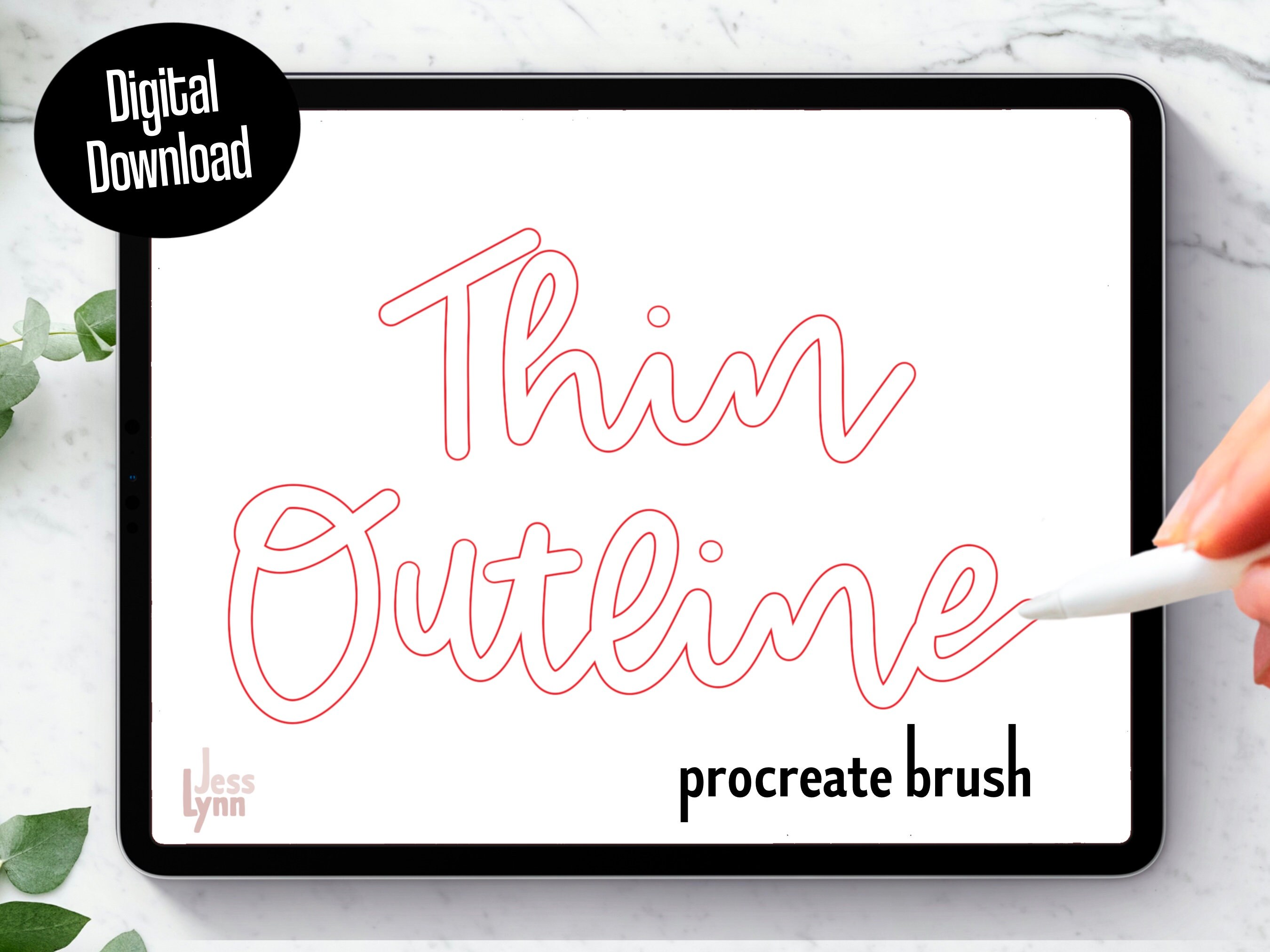 Thin Outline Brush Procreate Brush Calligraphy Brush Etsy