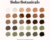 Boho Botanicals Procreate Colour Palette, 30 Colors, Procreate Palettes, Sage Green Earthy Brown Burnt Orange Hues, Instant Digital Download