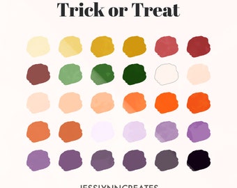 Trick or Treat Halloween Colors, Procreate Swatches, Procreate Colour Palettes, Purple and Orange Halloween, Instant Digital Art Download