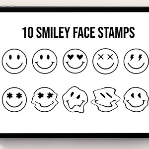 Smily Face Stamps Procreate Stamps Trendy Smiley Faces Melting