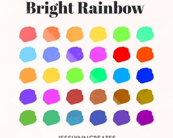 Bright Rainbow Procreate Palette, Rainbow Palette, Procreate Tool, Procreate Swatch File, Rainbow Colors, Instant Download, Digital Download