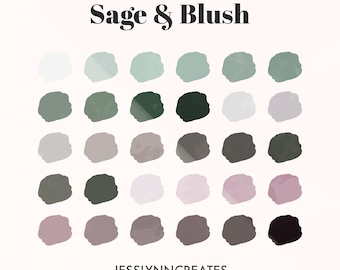 Sage + Blush Palette for Procreate, Procreate Palettes, Procreate Swatches, Dusty Pink, Sage Green, Pastel Colors, Instant Digital Download