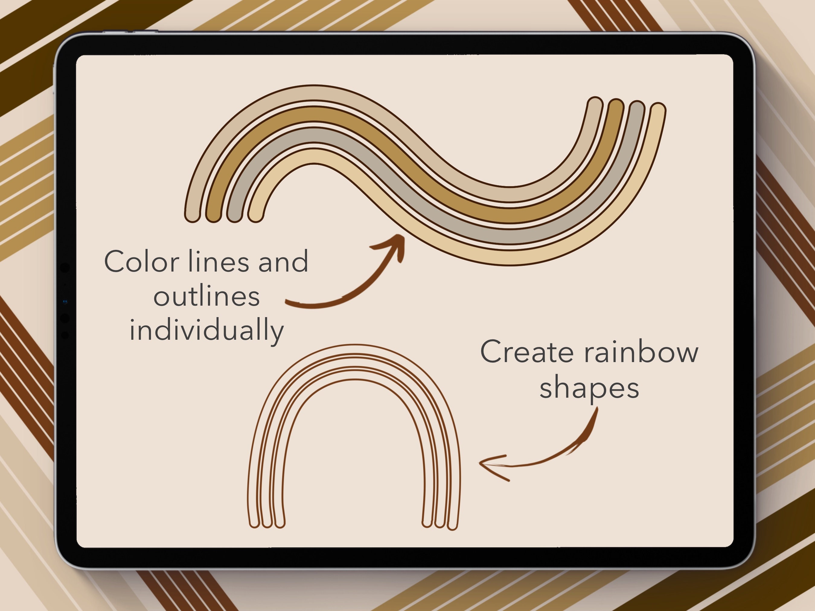 Outline Multi Line Procreate Brush Set | Outline Brushes | Rainbow ...