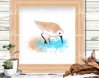 beach art-sandpiper printable- beach bird- coastal art- watercolor- birds- beach - ocean art- waters -summer printable -shore -sea -seagull
