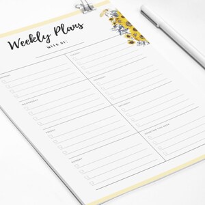 Printable Planner-shabby Chic Planner Pages- Sunflower Calendar ...