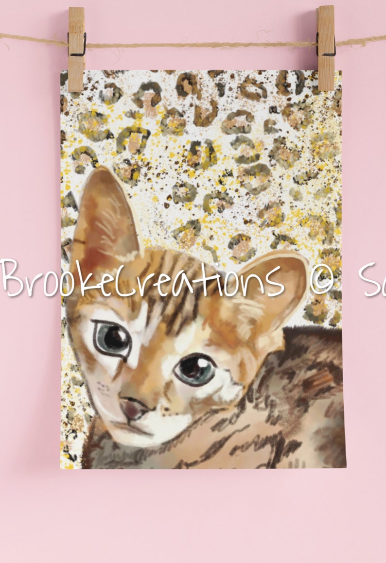 Kitten Printable Cheetah Print Printable Gold Cheetah Print Etsy