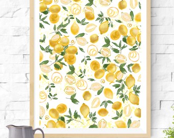 lemon art- impression citron - impression d’été -impression à motifs citron- fête -art d’été imprimable- cadeau sur le thème du citron- téléchargement numérique de citron