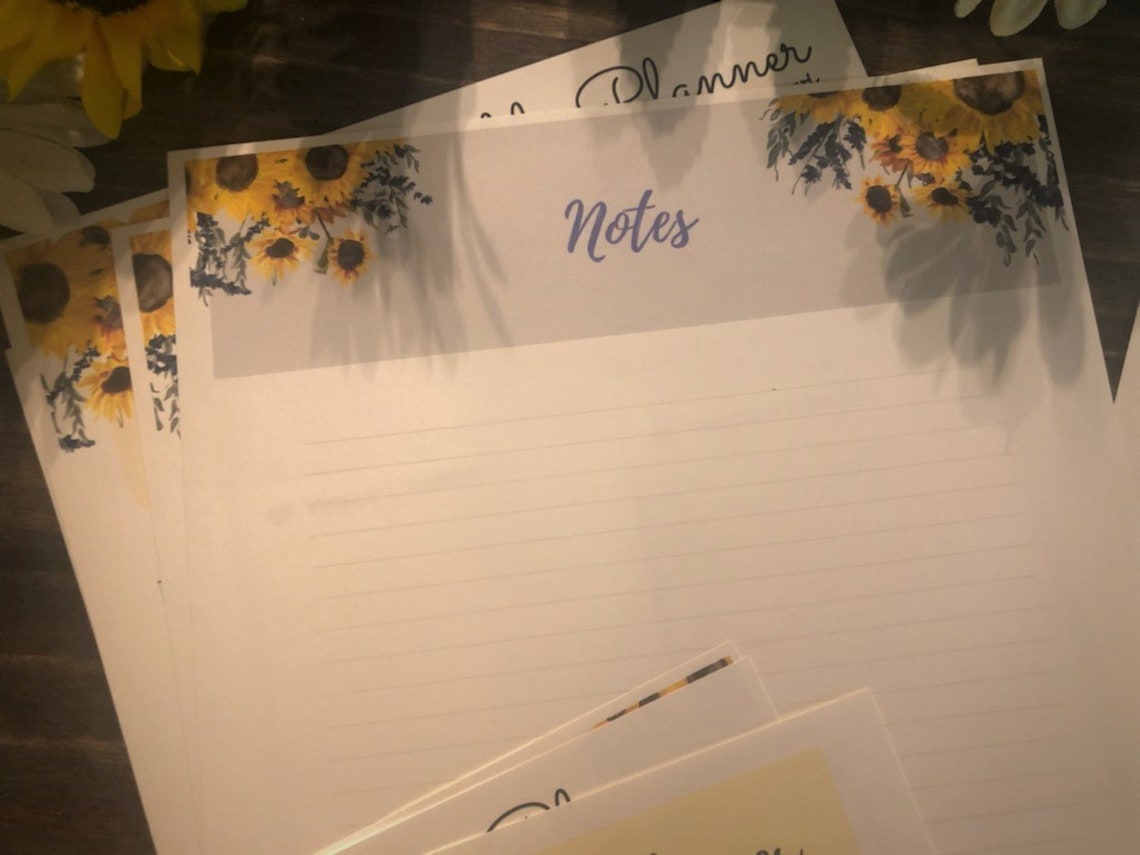 Printable Planner-shabby Chic Planner Pages Sunflower Calendar ...