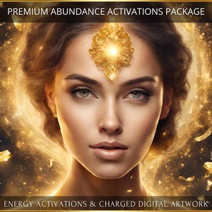 Könnte beinhalten: Eine Frau mit langen braunen Haaren hat ein goldenes, blütenförmiges Design auf ihrer Stirn. Der Hintergrund ist dunkelgold mit funkelnden Lichtern.