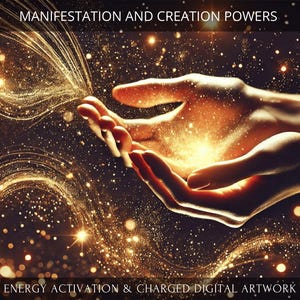 May include: Two hands cupped together, holding a glowing orb of light. The background is a dark, starry night sky with swirling golden glitter.