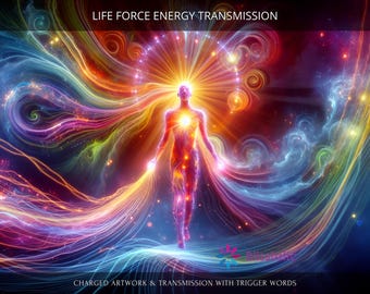 Energía de la Fuerza Vital (Chi, Qi, Prana): Obra de arte digital energizada + Informe personal y transmisión energética con palabras clave.